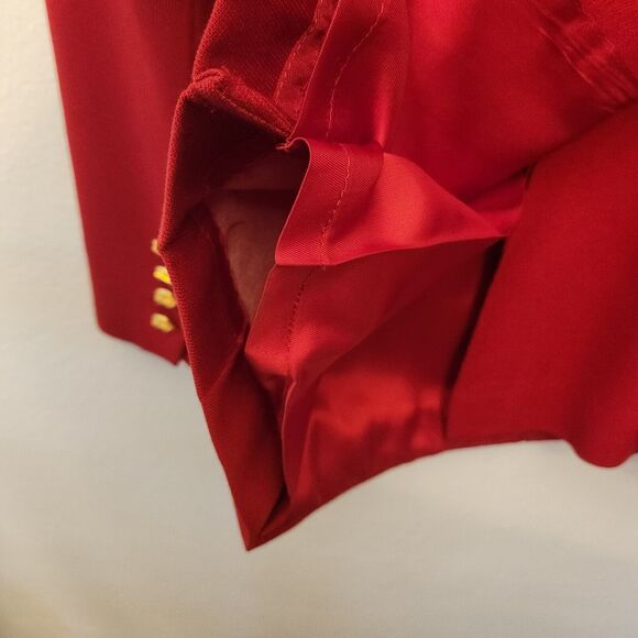 VTG RALPH LAUREN Red Wool Blazer Riding Equestrian Longline 90s Velvet USA Sz 2P - Picture 10 of 11